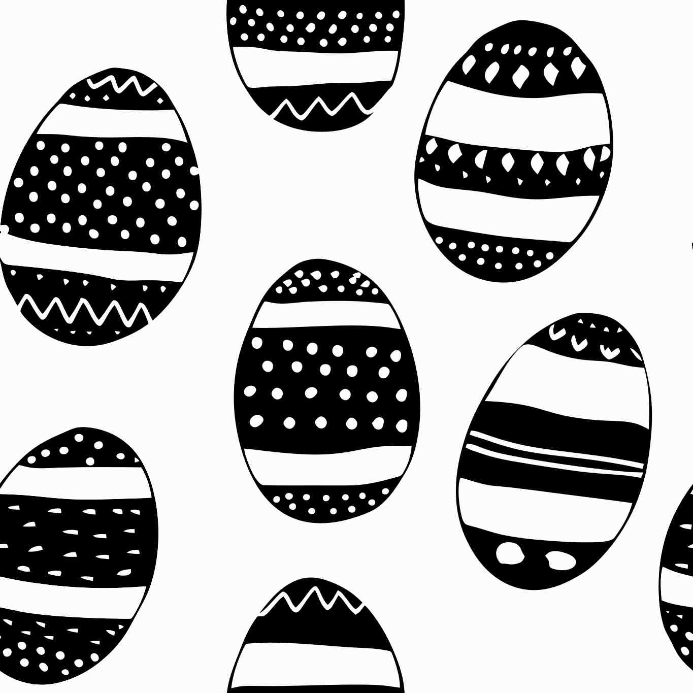 Whimsical Black and White Easter Egg Pattern