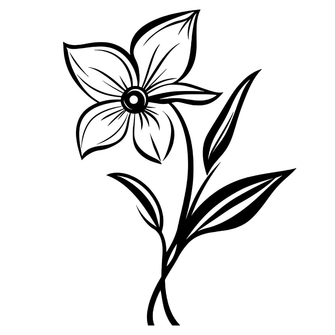 Elegant Black and White Daffodil Illustration