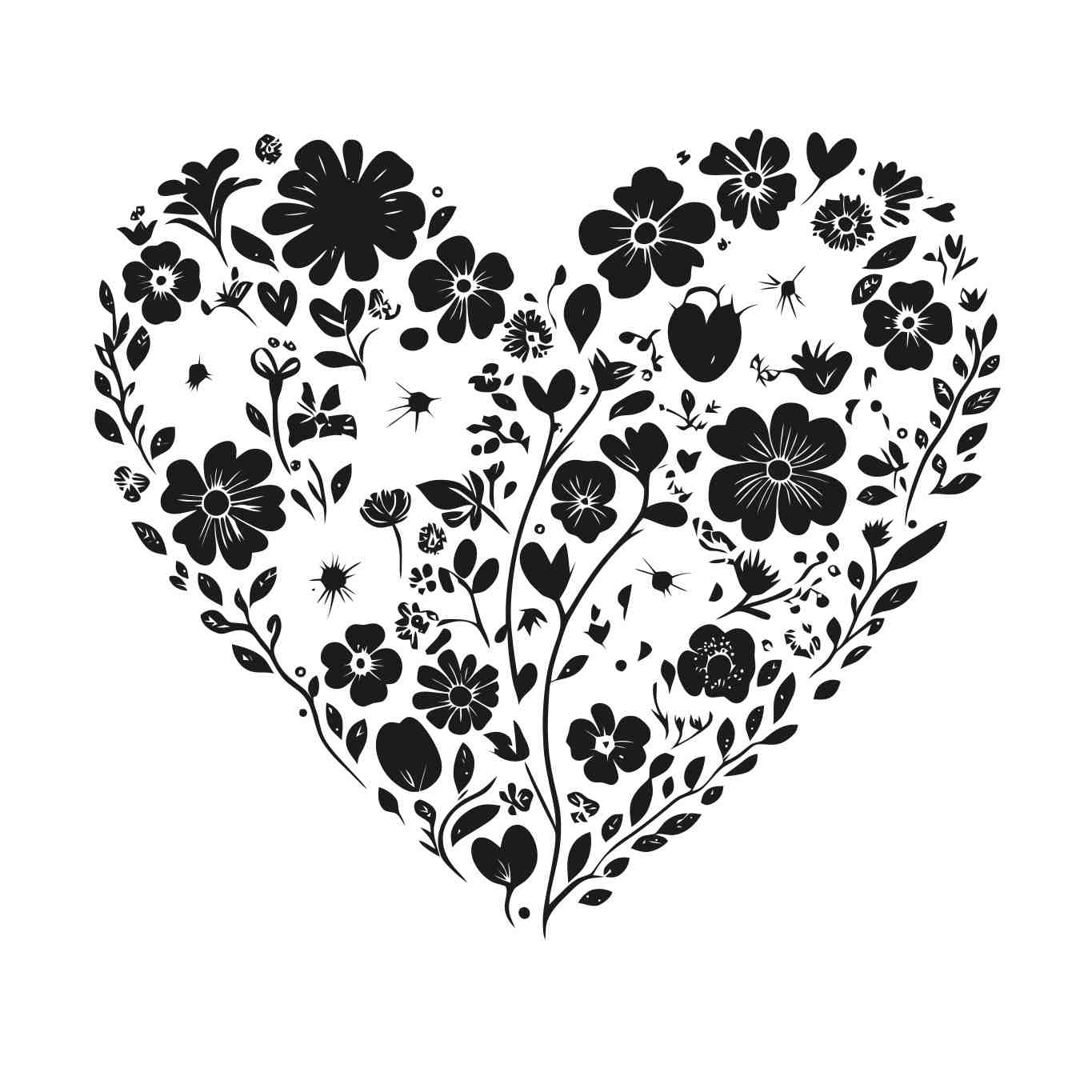 Elegant Floral Heart Silhouette