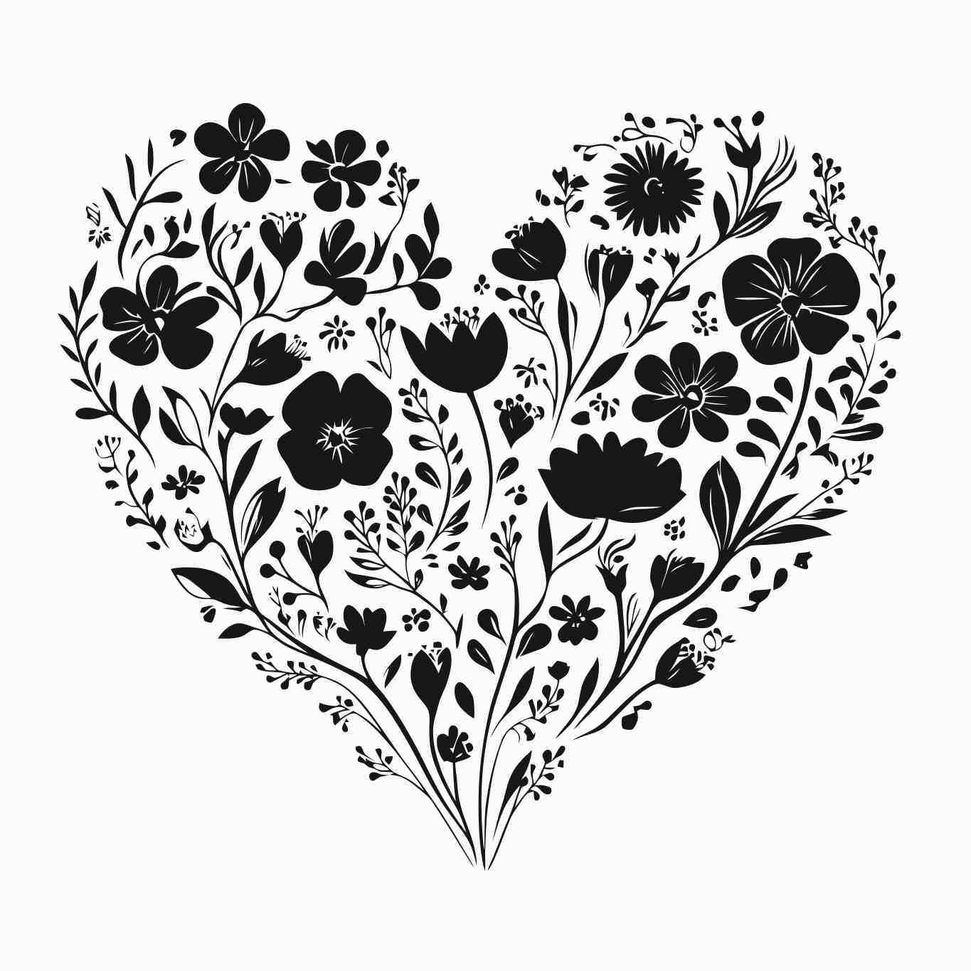 Elegant Floral Heart Illustration