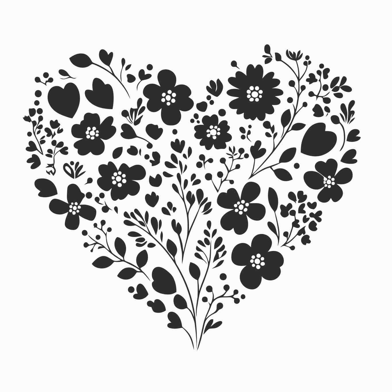 Elegant Floral Heart Silhouette