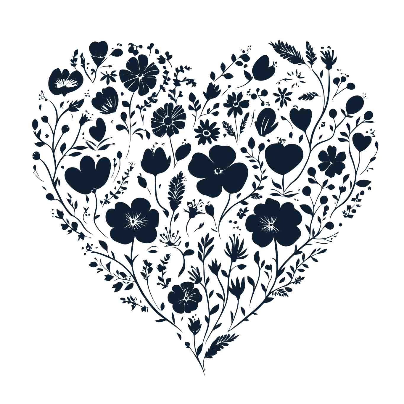 Elegant Floral Heart Silhouette