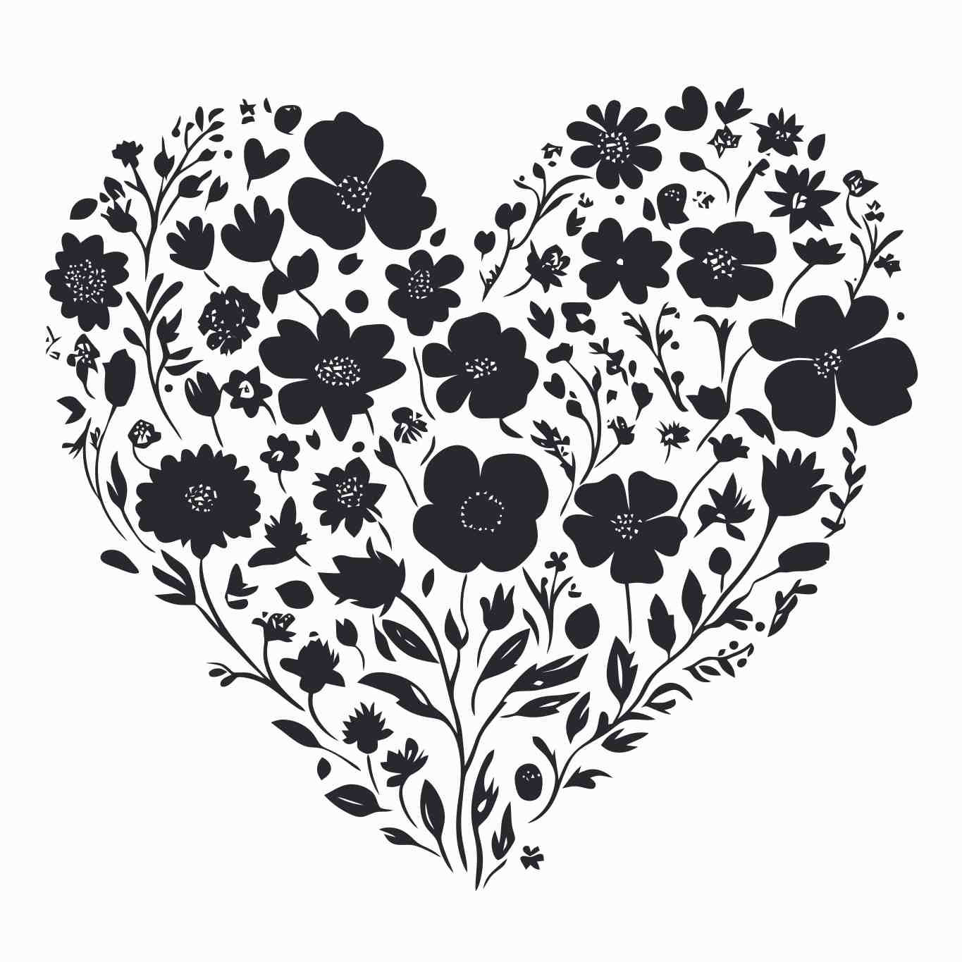 Elegant Floral Heart Silhouette