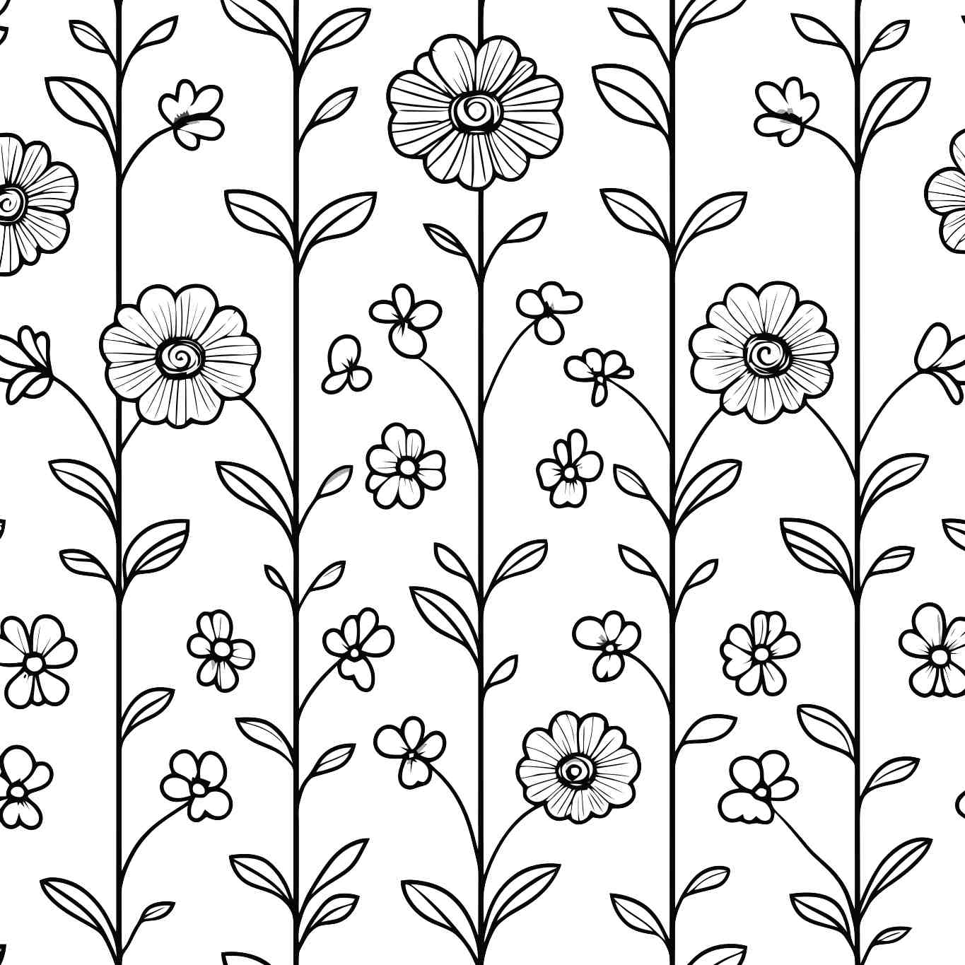 Elegant Floral Line Art