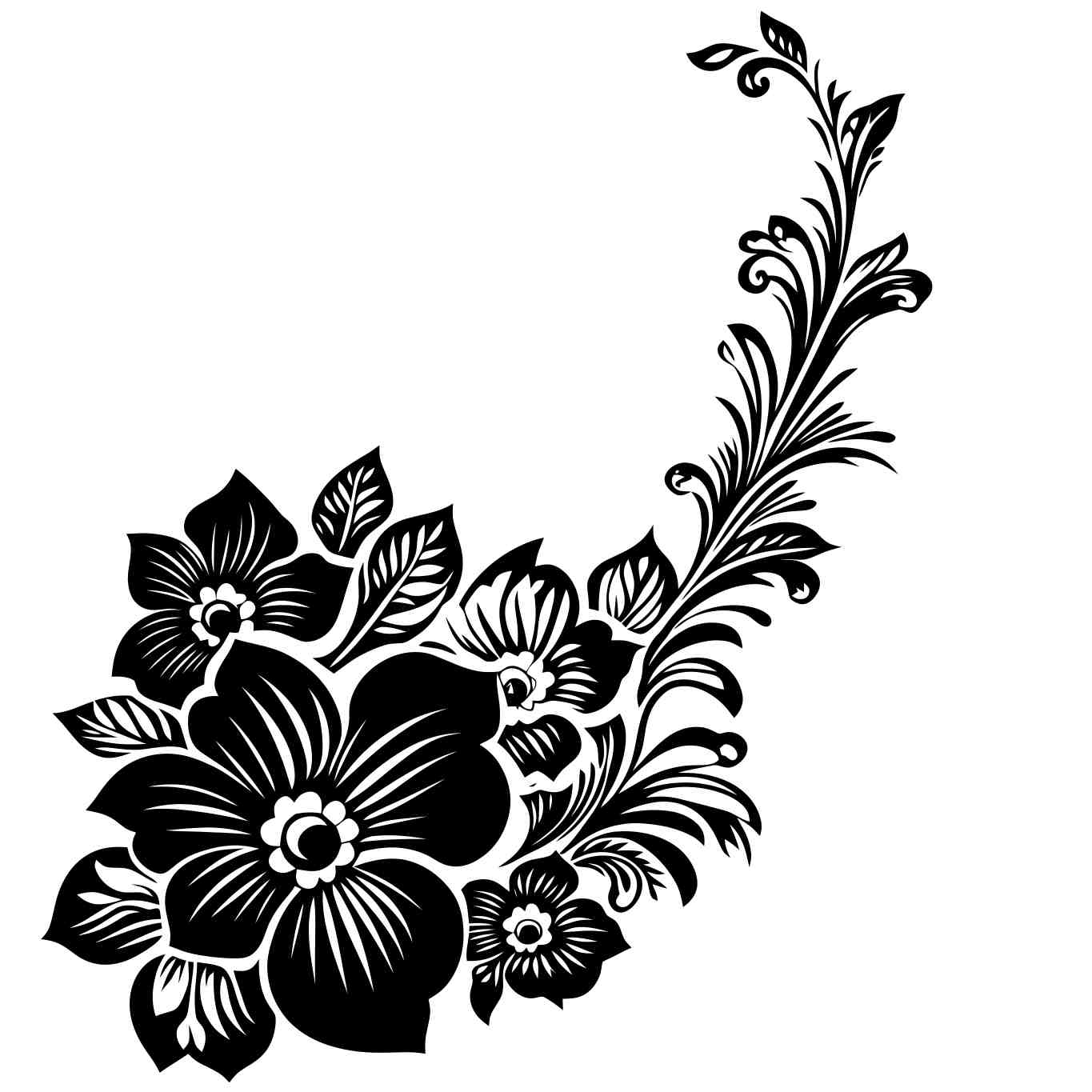 Elegant Black Floral Tattoo Design