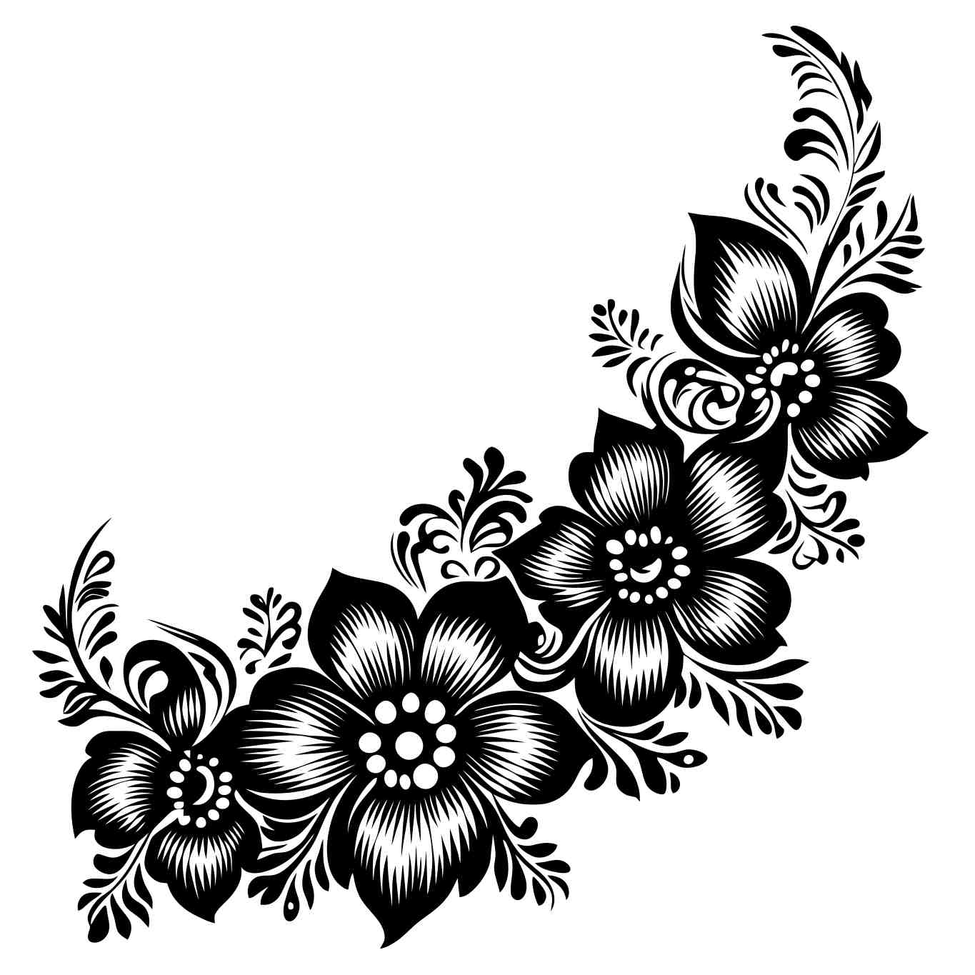 Elegant Black and White Floral Tattoo Design