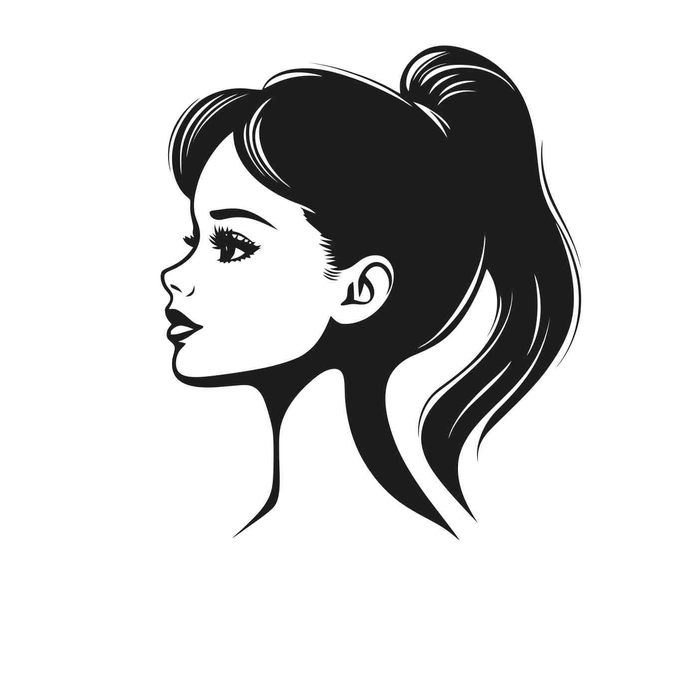 Elegant Profile of a Young Woman