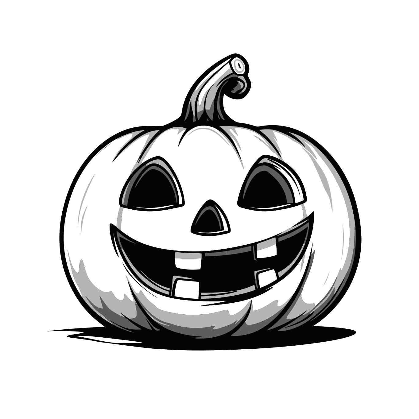 whimsical black and white halloween pumpkin