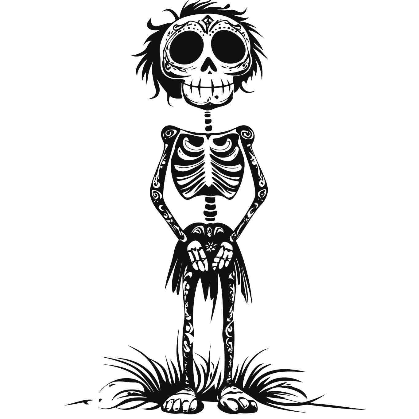 Whimsical Halloween Skeleton Character