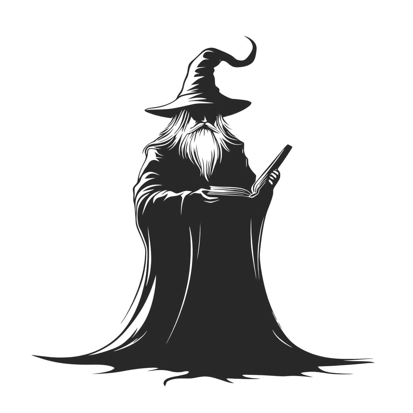 enchanted halloween wizard silhouette