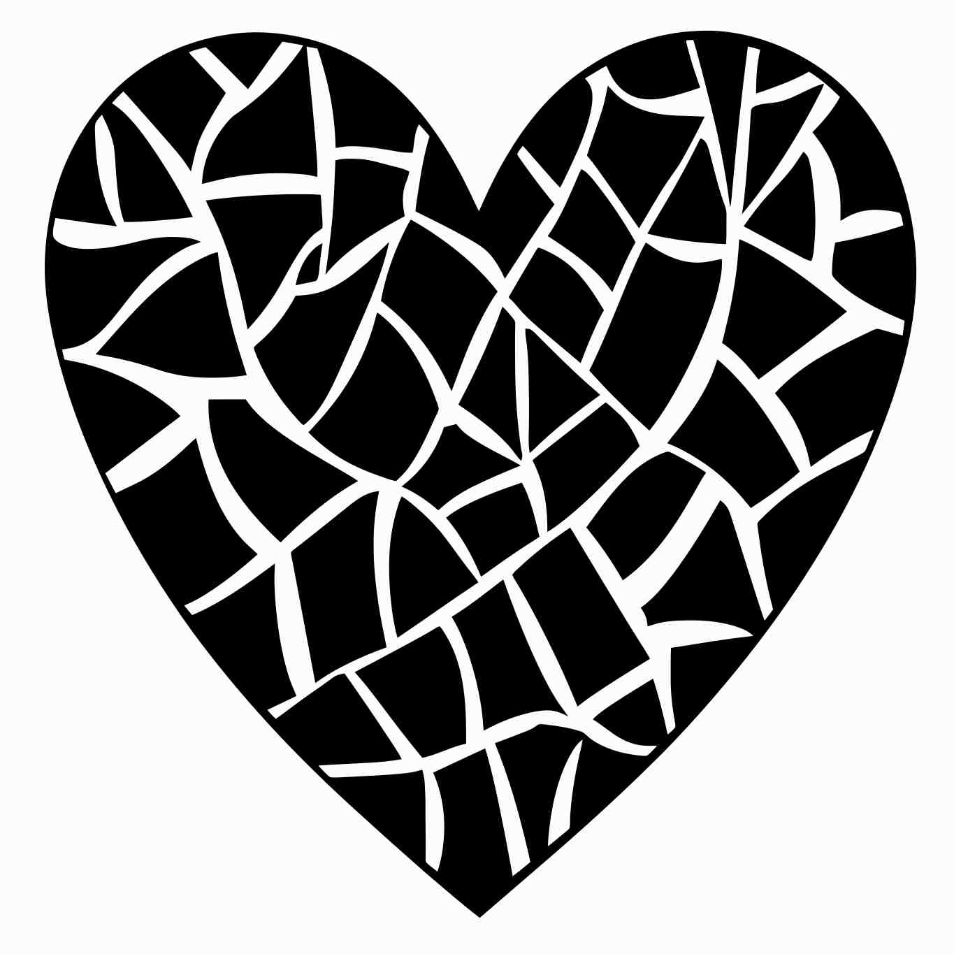 Intricate Black Heart Mosaic