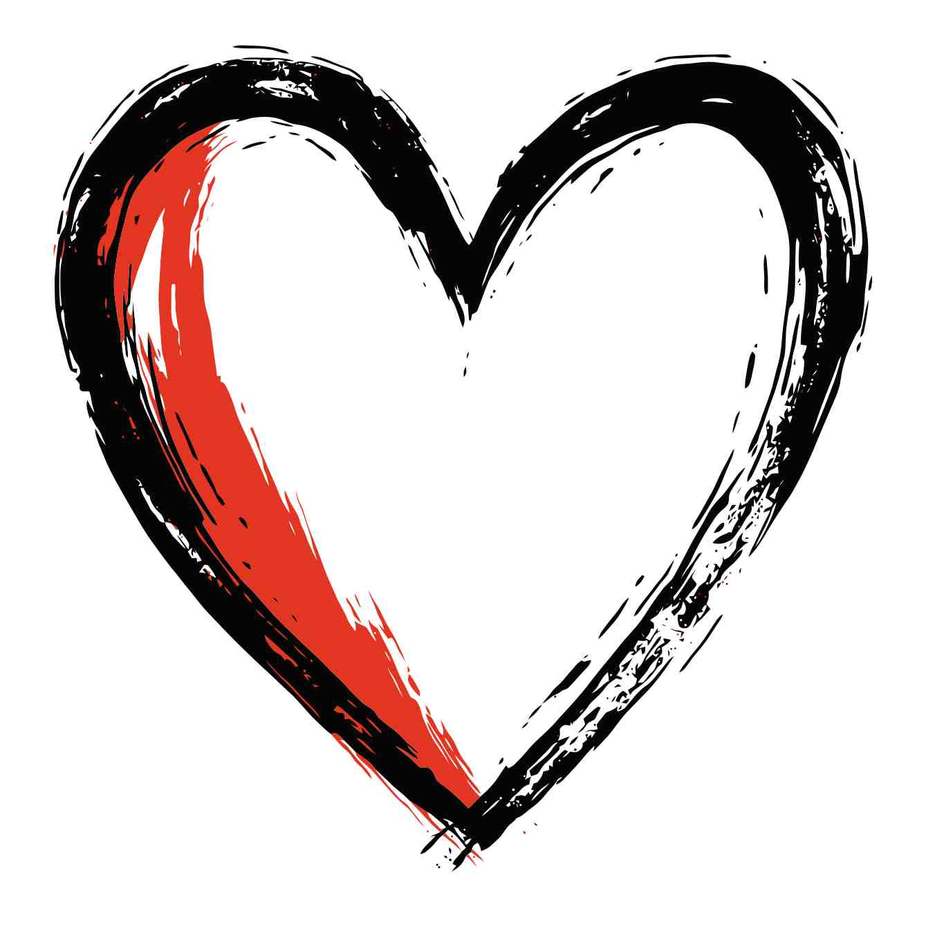 Bold Red and Black Heart Graphic